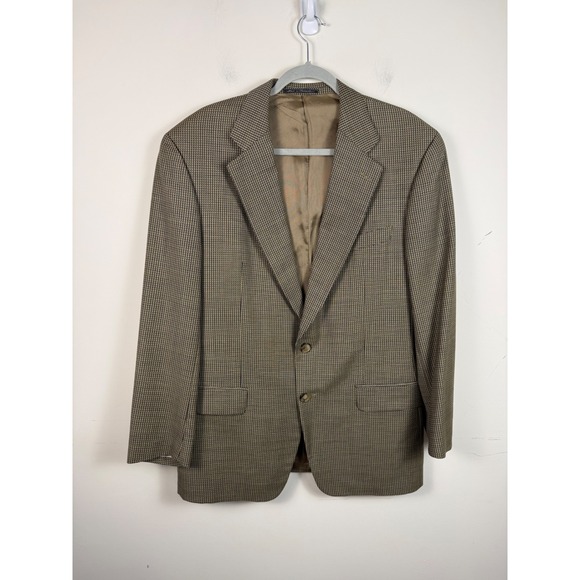 Ermenegildo Zegna Other - Ermenegildo Zegna Soft Mens Brown Navy Houndstooth Wool Blazer Sport Coat 50 40R
